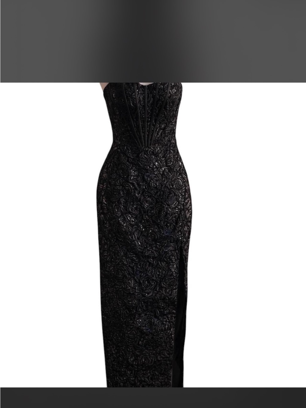 Lulus Black Strapless Sequin Rosette
Midi Dress